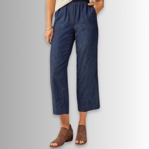 Pure Jill, J. Jill Soft Twill, Wide Leg Cropped Pants, Dark Chambray Size Medium